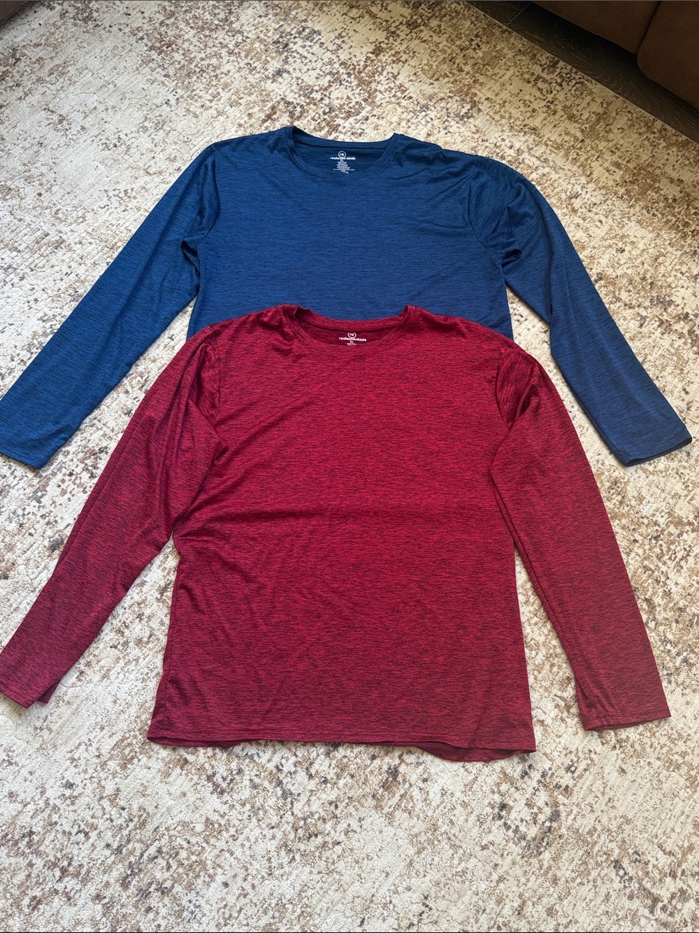 Men's Long Sleeve Performance Crew Tee - Blue & Red